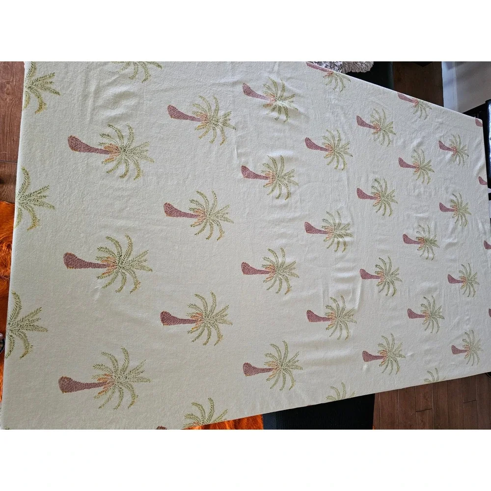 Couleur Nature Palm Tree Cotton Tablecloth 59x86 Rectangular Tropical Coastal